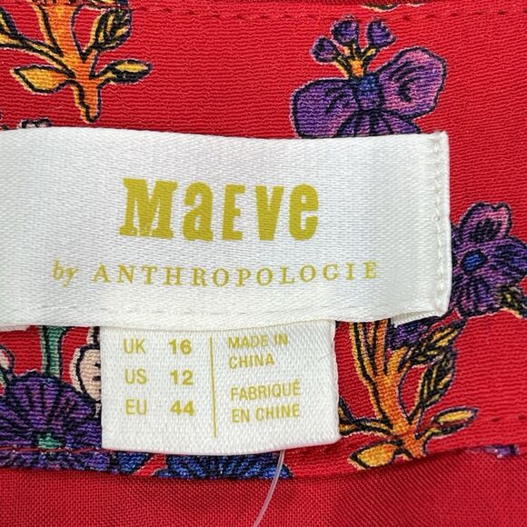 Anthropologie Maeve Rosalia Wrap Dress Size 12 Red Ruffled Floral NEW W Tags - Picture 9 of 16